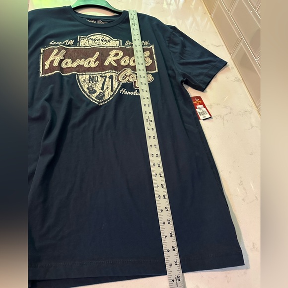 Hard Rock Cafe Honolulu Blue Short Sleeve T Shirt Men's Lg Embroidered NWT - Picture 9 of 11